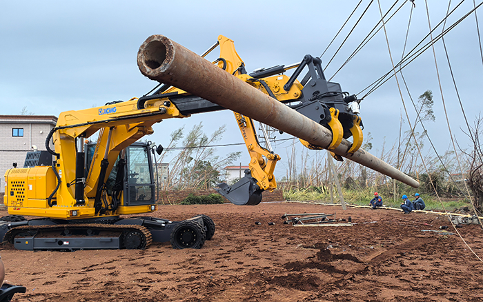 “摩羯”来袭，cq9电子开挖立杆一体机跑赢时间助力抗灾复电抢修